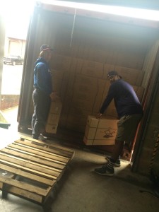 They worked really hard to unload the entire freight container.